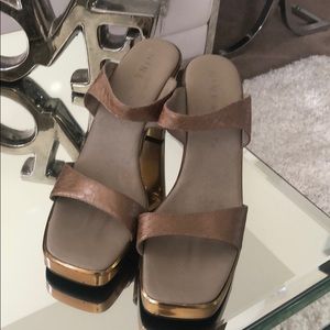 Bronze platform shoes
